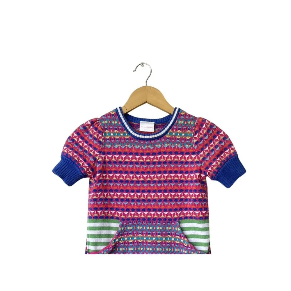 Hanna Anderson Size130 US 8 Girls Multicolor Patterned Knit Dress Rainbow Easter
